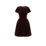 Dice Kayek Velvet Signature Dress in Bordeaux | Midi Dresses | Coveti