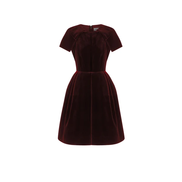 Velvet Signature Dress in Bordeaux