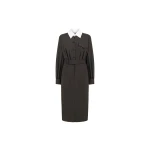 Dice Kayek Wool Dress with Contrast Collar in Brown | Midi Dresses | Coveti