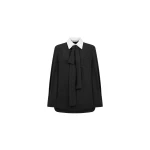 Dice Kayek Wool Shirt with Contrast Collar in Anthracite | Shirts | Coveti