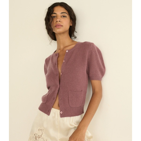 Doen Alesia Cashmere Cardigan in Rose Mauve | Cardigans | Coveti, view 2