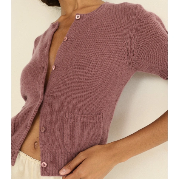 Doen Alesia Cashmere Cardigan in Rose Mauve | Cardigans | Coveti, view 4