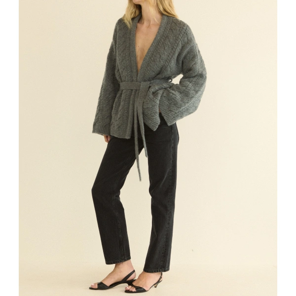 Doen Alpine Cardigan in Charcoal Melange | Cardigans | Coveti, view 2
