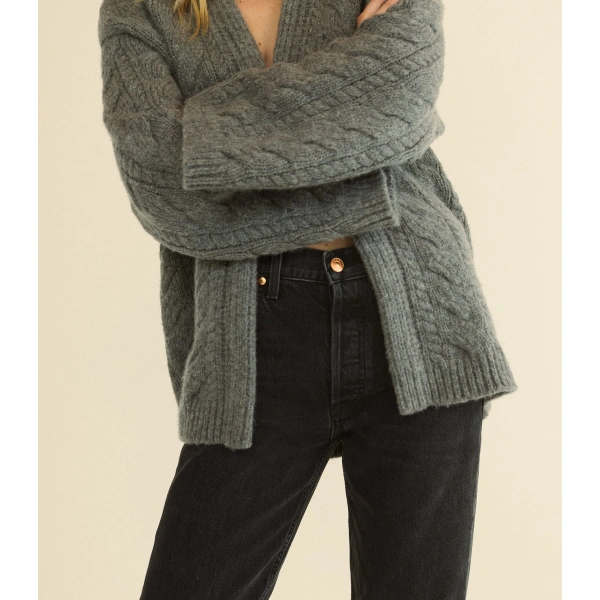Doen Alpine Cardigan in Charcoal Melange | Cardigans | Coveti, view 3