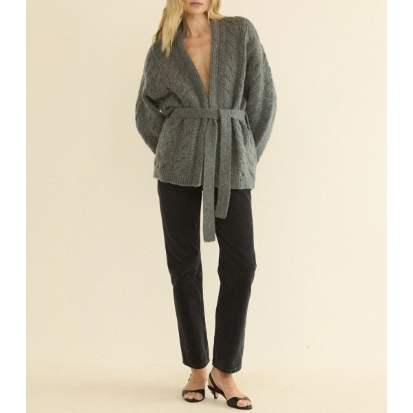 Doen Alpine Cardigan in Charcoal Melange | Cardigans | Coveti, view 4