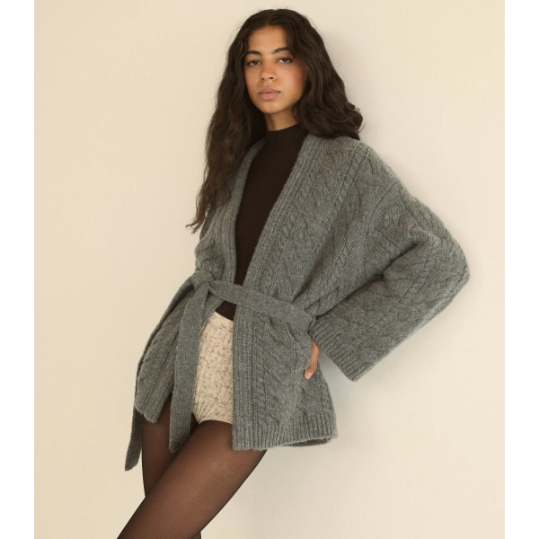 Doen Alpine Cardigan in Charcoal Melange | Cardigans | Coveti, view 5