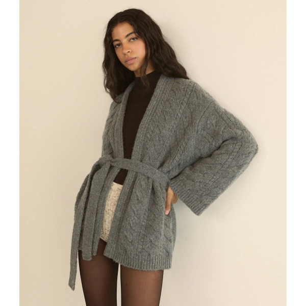 Doen Alpine Cardigan in Charcoal Melange | Cardigans | Coveti, view 6