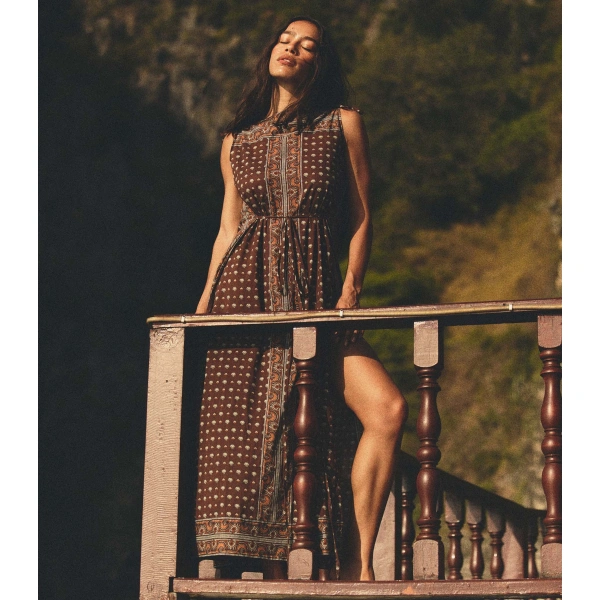 Doen Amarante Dress in Terre Foulard de la Mer | Midi Dresses | Coveti, view 2