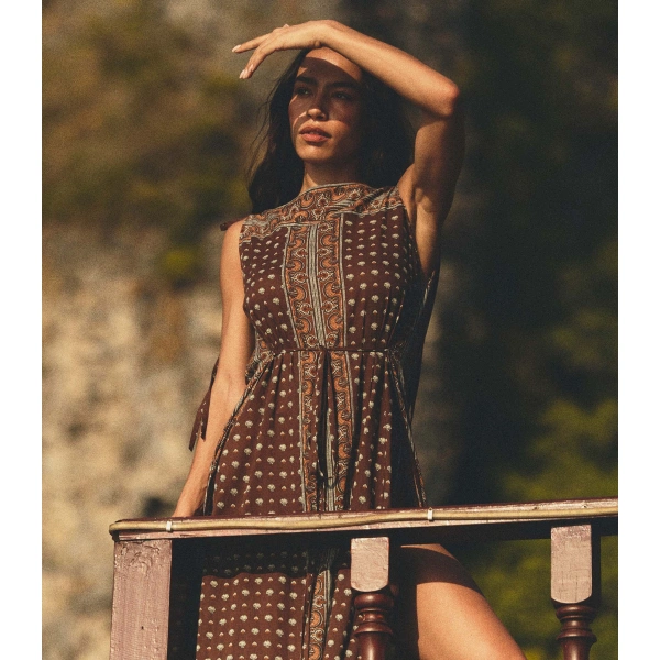 Doen Amarante Dress in Terre Foulard de la Mer | Midi Dresses | Coveti, view 4