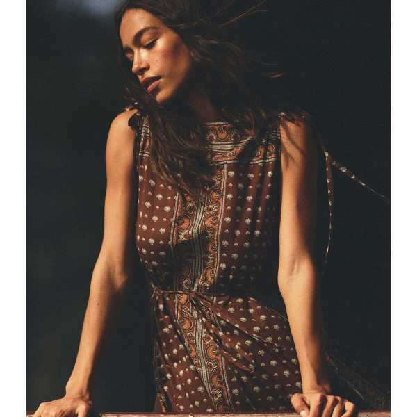 Doen Amarante Dress in Terre Foulard de la Mer | Midi Dresses | Coveti, view 5