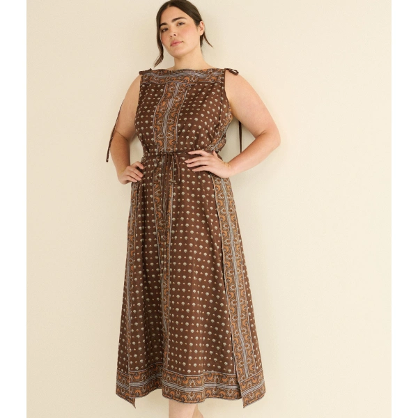 Doen Amarante Dress in Terre Foulard de la Mer | Midi Dresses | Coveti, view 6