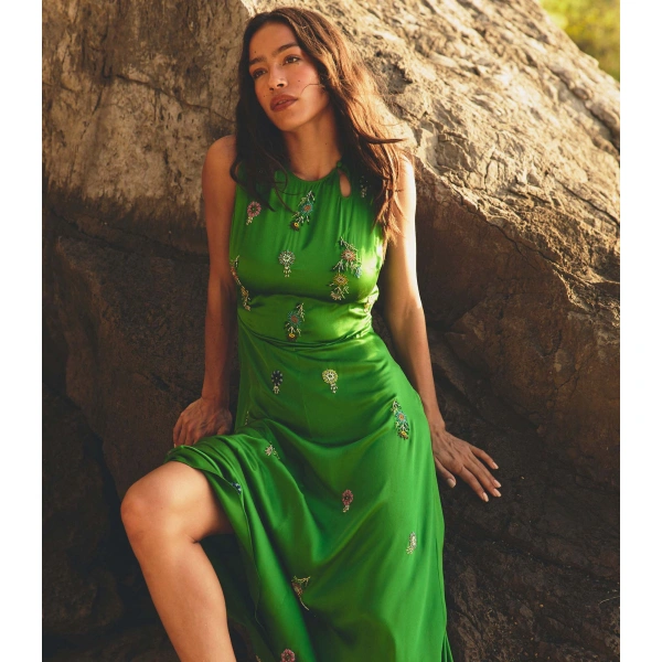 Doen Amari Dress in Emerald | Maxi Dresses | Coveti, view 3