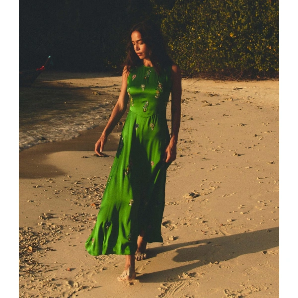Doen Amari Dress in Emerald | Maxi Dresses | Coveti, view 4