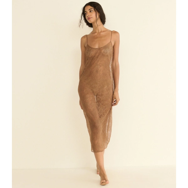 Doen Amedine Slip in Carob | Slip Dresses | Coveti, view 3