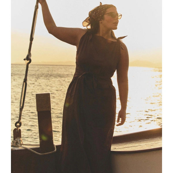 Doen Amorette Ramie Dress in Antique Mahogany | Midi Dresses | Coveti, view 6