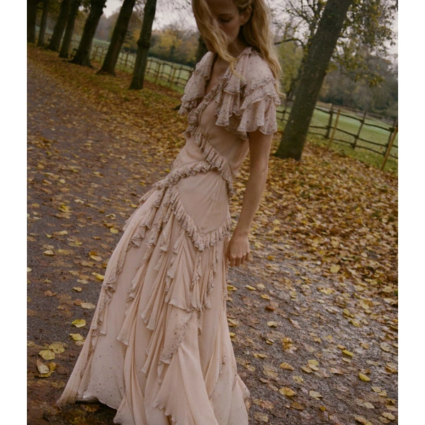 Doen Antoinette Anniversary Dress in Antique Blush | Midi Dresses | Coveti, view 3