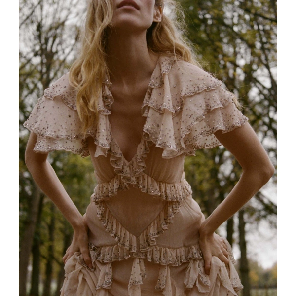Doen Antoinette Anniversary Dress in Antique Blush | Midi Dresses | Coveti, view 4