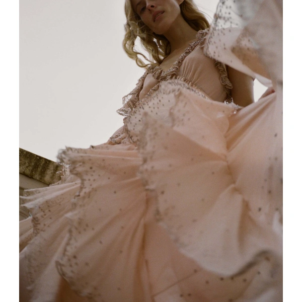 Doen Antoinette Anniversary Dress in Antique Blush | Midi Dresses | Coveti, view 5