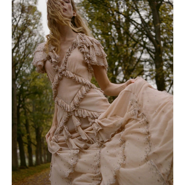 Doen Antoinette Anniversary Dress in Antique Blush | Midi Dresses | Coveti, view 6