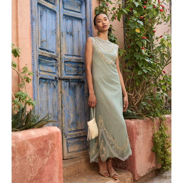 Doen Artemise Dress in Sage | Midi Dresses | Coveti, view 2
