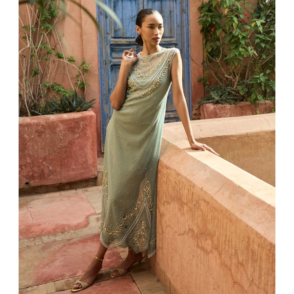 Doen Artemise Dress in Sage | Midi Dresses | Coveti, view 3