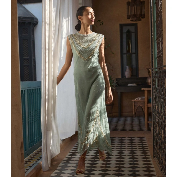 Doen Artemise Dress in Sage | Midi Dresses | Coveti, view 6