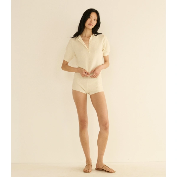 Doen Artie Polo in Ivory | T-Shirts | Coveti, view 2