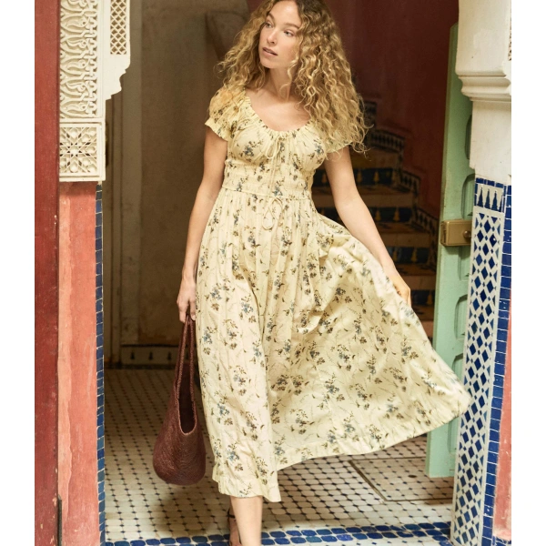 Doen Ashlynn Dress in Sunshine Prairie Rose | Midi Dresses | Coveti, view 2