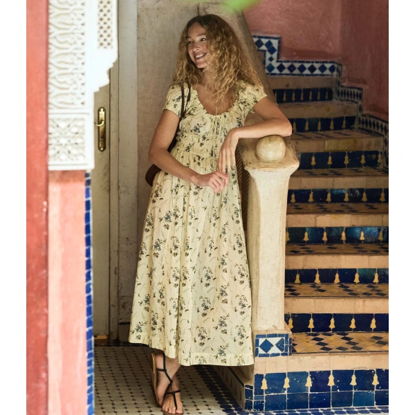 Doen Ashlynn Dress in Sunshine Prairie Rose | Midi Dresses | Coveti, view 3