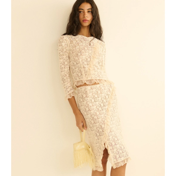Doen Aurella Skirt in Soft Camellia | Midi Skirts | Coveti, view 3