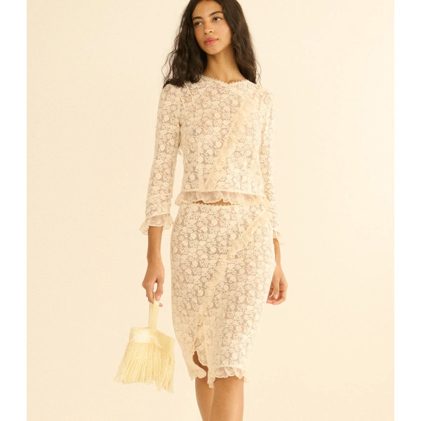Doen Aurella Skirt in Soft Camellia | Midi Skirts | Coveti, view 4