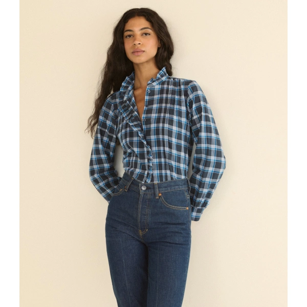 Doen Barrett Top in Valmont Plaid | Blouses | Coveti, view 2