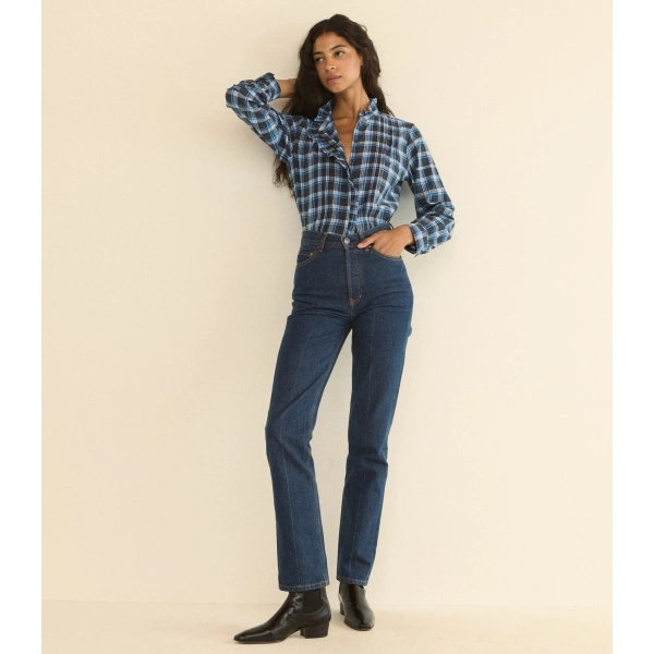 Doen Barrett Top in Valmont Plaid | Blouses | Coveti, view 3