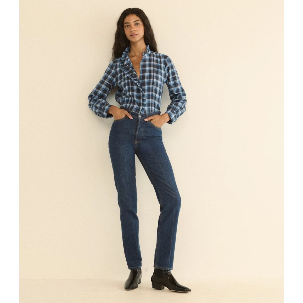 Doen Barrett Top in Valmont Plaid | Blouses | Coveti, view 4
