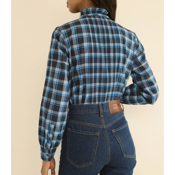 Doen Barrett Top in Valmont Plaid | Blouses | Coveti, view 5