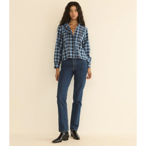 Doen Barrett Top in Valmont Plaid | Blouses | Coveti, view 6