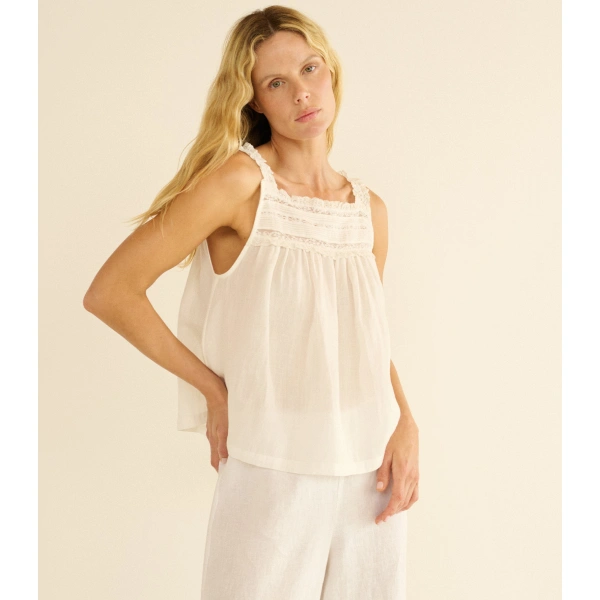 Doen Benita Top in Salt | Blouses | Coveti, view 2