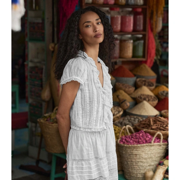 Doen Bernadette Top in Salt | Blouses | Coveti, view 2