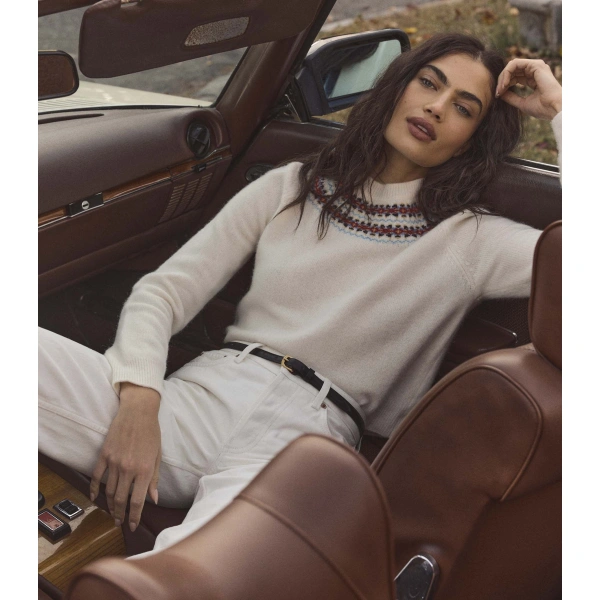 Doen Boniface Sweater in Ivory Annecy Fair Isle | Sweaters | Coveti, view 2
