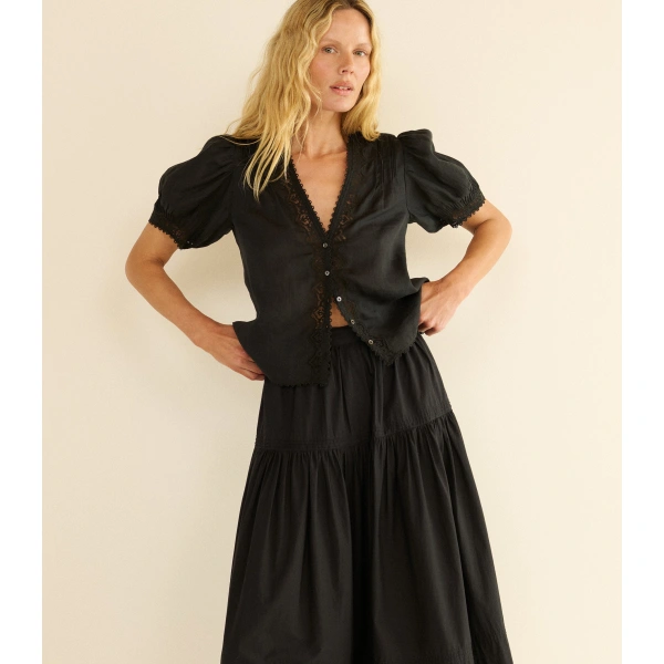 Doen Brigitta Top in Black | Blouses | Coveti, view 5