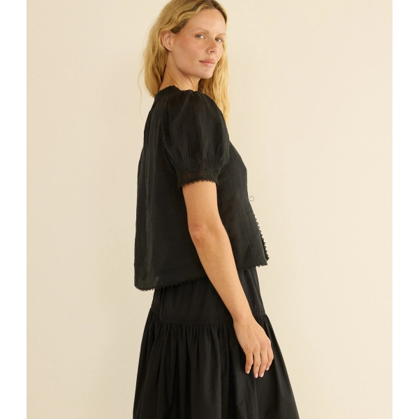 Doen Brigitta Top in Black | Blouses | Coveti, view 6