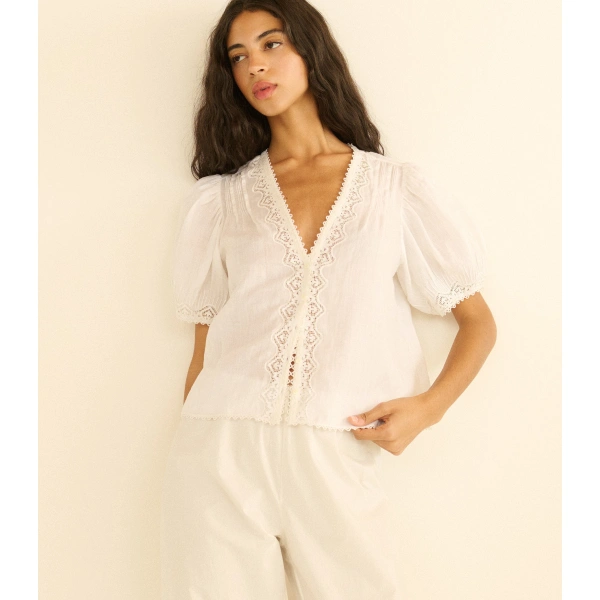 Doen Brigitta Top in Salt | Blouses | Coveti, view 2