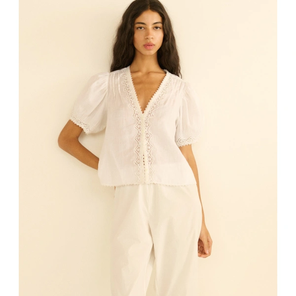 Doen Brigitta Top in Salt | Blouses | Coveti, view 3
