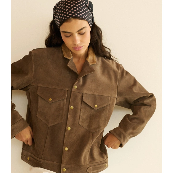 Doen Carson Suede Jacket in Sable | Leather Jackets | Coveti, view 6