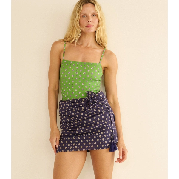 Doen Cascais Sarong in Navy Cadiz Foulard | Beachwear | Coveti, view 2