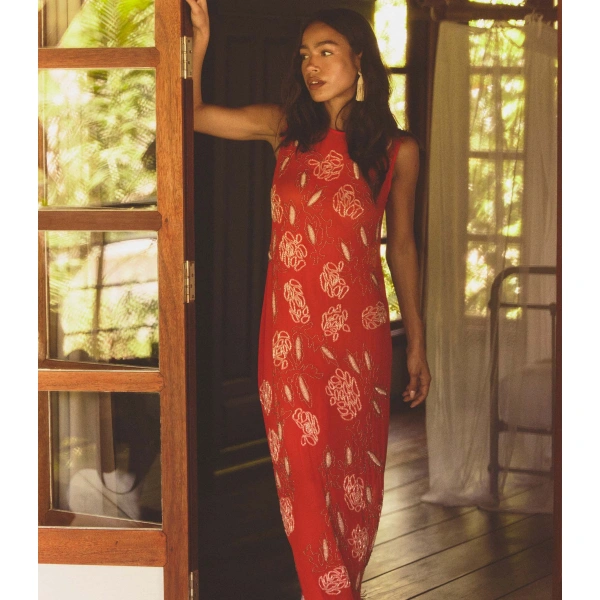 Doen Chandra Dress in Orange Citrine | Maxi Dresses | Coveti, view 3