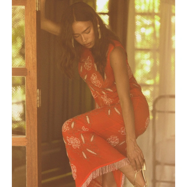 Doen Chandra Dress in Orange Citrine | Maxi Dresses | Coveti, view 4