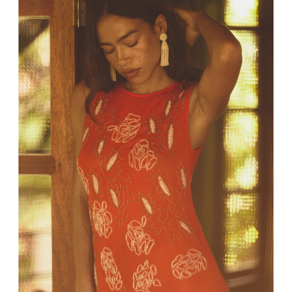 Doen Chandra Dress in Orange Citrine | Maxi Dresses | Coveti, view 5