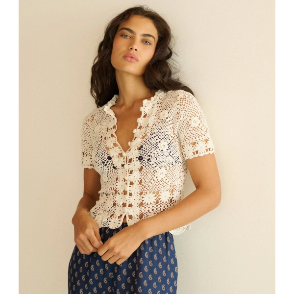 Doen Chrysanthe Top in Pearl | Blouses | Coveti, view 4