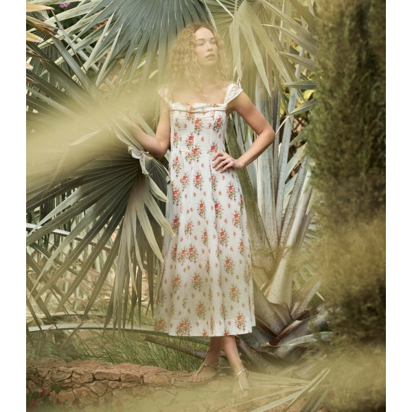 Doen Clea Dress in Rose Petit Bouquet de Chamonix | Midi Dresses | Coveti, view 2